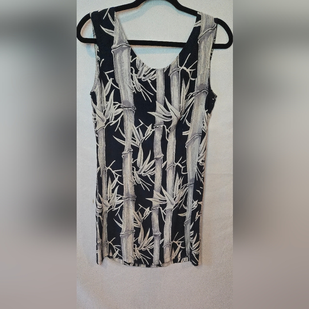 Avanti Vintage Hawaiian 100% Silk Sleeveless Bamboo Print Sundress Size M